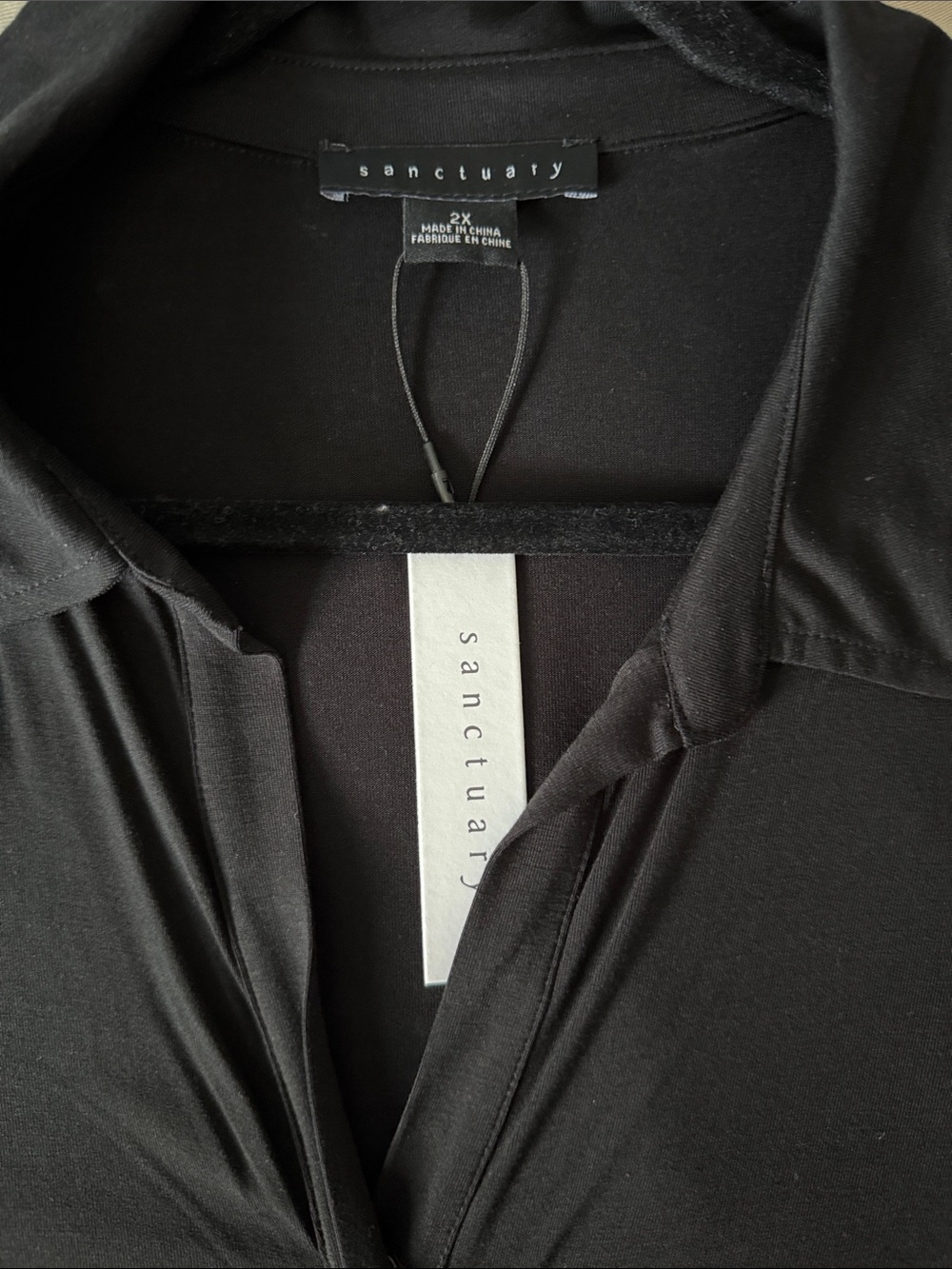 Sanctuary Black Gathered Front Button-Down Shirt